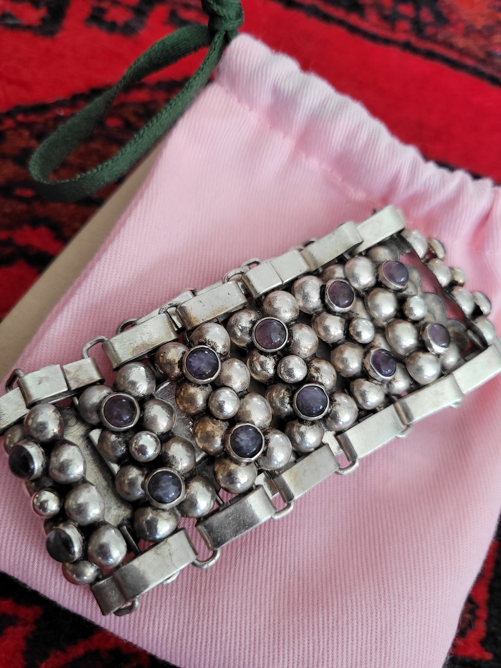 Sterling Silver Amethyst Accent Statement Bracelet - Purple